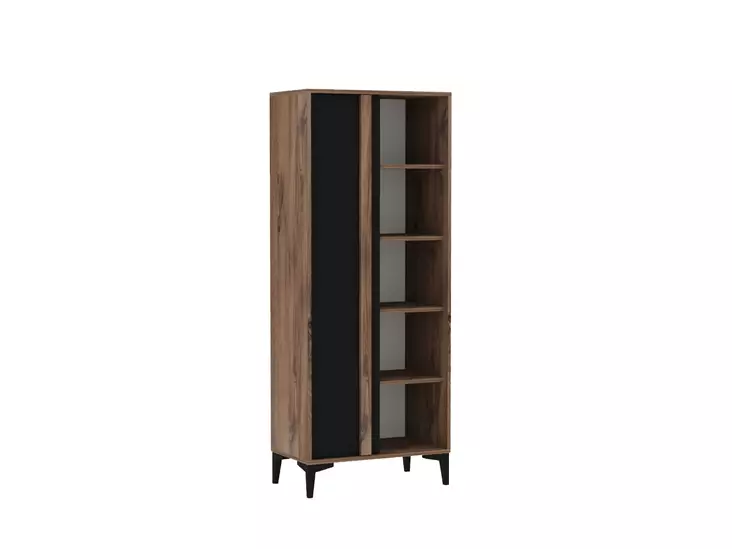 Tyylikäs ja Toimiva Kirjahylly - Atlantic Anthracite Väri, 100% Melamiinipinnoitettu, 70x175x30 cm, Säädettävät Hyllyt - Kirjahyllyt - 8683742939610 - 1