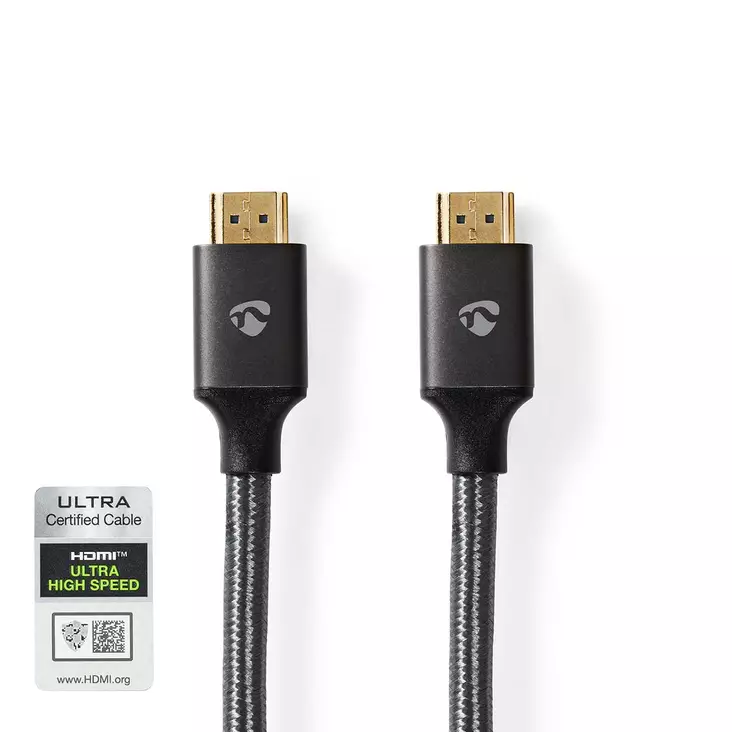 Ultra High Speed HDMI -kaapeli | HDMI liitin | HDMI liitin | 8K@60Hz | 48 Gbps | 3.00 m | Pyöreä | 6.7 mm | Gun Metal Harmaa | Laatikko kannella ja ikkunalla - HDMI-kaapelit - 5412810336210 - 1