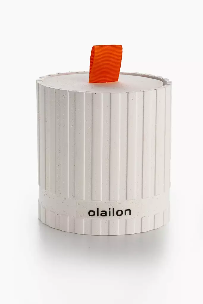 Valkoinen Betoni Nauha Meripihka Kynttilä - 8 cm x 8,5 cm - Paraffiini/Soya - Sisustukseen ja Lahjaksi - Kynttilät ja lyhdyt - 8684282969280 - 1