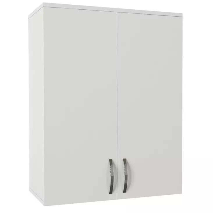 Valkoinen Kylpyhuonekaappi 70x90x34,5 cm - 100% Melamiinipinnoitettu Lastulevy, Useita Hyllyjä, Seinään Kiinnitettävä - Kylpyhuonekalusteet - 8681181613740 - 1
