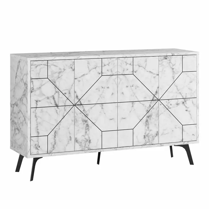 Valkoinen Moderni Konsoli - 100% Melamiinipinnoitettu Lastulevy, 123x62,4x35 cm, Pehmeästi Sulkeutuvat Saranat, 60 kg - Lipastot ja senkit - 8683342851350 - 1