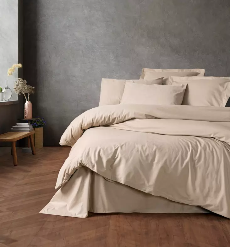 Yhden hengen pussilakanasetti Ranforce, beige, 160 x 220 cm, pehmeä, kestävä - Lakanat ja tyynyliinat - 8684282475750 - 1