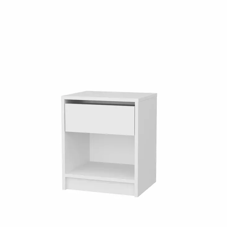 Yöpöytä - Valkoinen, 100% Melamiinipinnoitettu Lastulevy, 18mm, 44,6x35,9x52,8cm, Skandinaavinen Muotoilu, Kestävä - Yöpöydät - 8683743120000 - 1