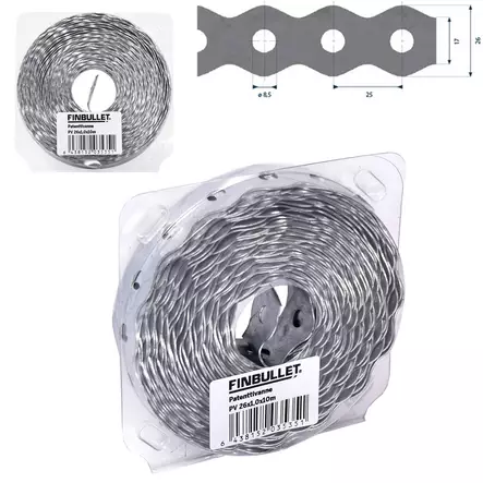 Patenttivanne 26 mm x 1 mm x 10 m - Naulauslevyt ja kulmaraudat - 6438152035351 - 1