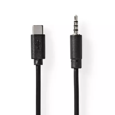 USB-C Sovitin | USB 2.0 | USB-C Uros | 3.5 mm uros | 1.00 m | Pyöreä | Niklattu | PVC | Musta | Laatikko - Tietokone ja verkko - 5412810406791 - 1