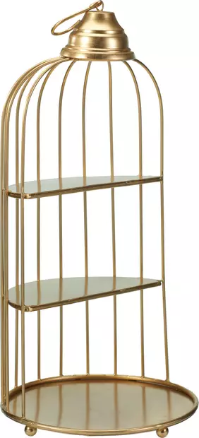 Koristeellinen kultainen metallihäkki 42?cm – elegantti sisustuselementti kasveille, kynttilöille ja koristeille - Koristeet, koriste-esineet - 8721037591911 - 1