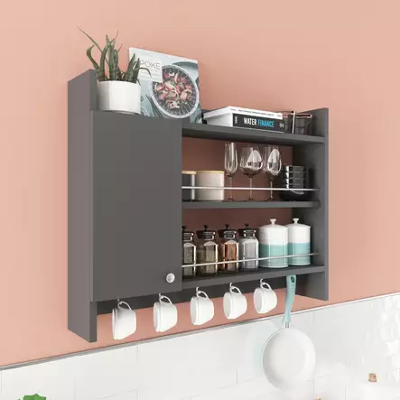 Keittiöhylly, antrasiitti, 85 cm leveä, tilava, kestävä - Keittiöhyllyt - 8683342216081 - 2