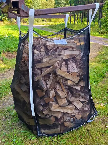 Klapisäkki 1000 kg Verkkokangas - UV-suojattu Halkosäkki 1,2 m³ (Musta) - Klapikoneet - 6438168121321 - 1