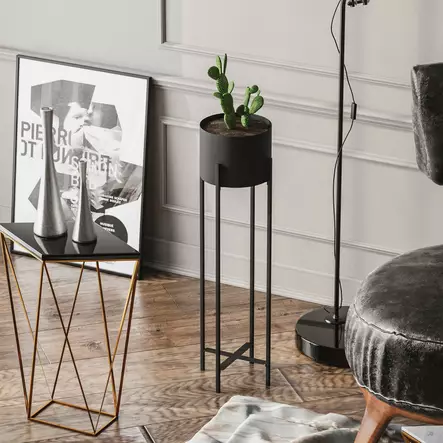 Koristeellinen ruukku, musta, 23 cm x 78 cm x 23 cm, kestävä, tyylikäs, monikäyttöinen - Ruukut - 8684282462491 - 2