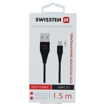 Lataus- ja datakaapeli USB-A/ USB-C 3.1 1,5 m musta - USB-C -kaapelit - 8595217460201 - 2