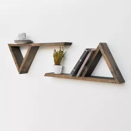 Moderni ja Rustiikkinen Seinä Hylly, 100% Kuusipuuta, Käsintehty, Pähkinänvärinen, 40x20x9 cm, 2 kpl, Helppo Asennus - Seinähyllyt - 8681875143621 - 2