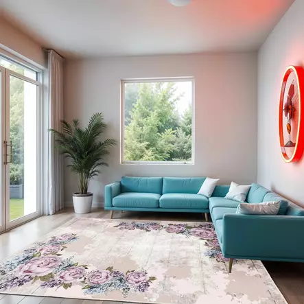 Monivärinen eteisen matto käytävämatto 100x150 cm - 3D Digitaalinen Painatus, Antibakteerinen, Konepestävä, PVC Liukumaton Alusta - Suuret ja keskikokoiset matot - 8682870062481 - 2