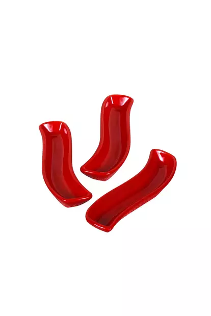 Punainen Keraaminen Lautassetti (3 kpl) - Mikroaaltouuni- ja Astianpesukoneenkestävä, 18 x 2,6 cm - Tyylikäs Keittiöön - Lautaset - 8682870813731 - 1