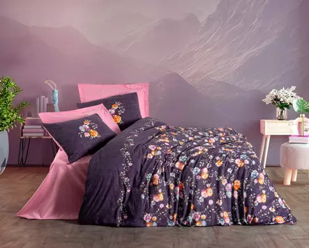 Ranforce parivuoteen pussilakanasetti, vaaleanpunainen, 200 x 220 cm, pehmeä, konepestävä - Lakanat ja tyynyliinat - 8684282475521 - 1