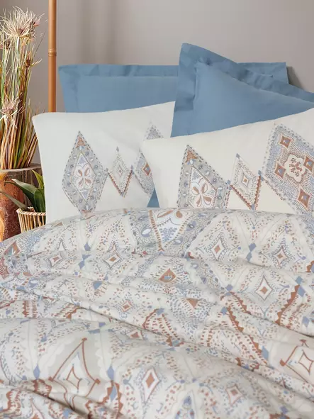 Ranforce tuplapeitto pussilakanasetti, indigo, 200 x 220 cm, pehmeä, kestävä - Lakanat ja tyynyliinat - 8684283716111 - 2