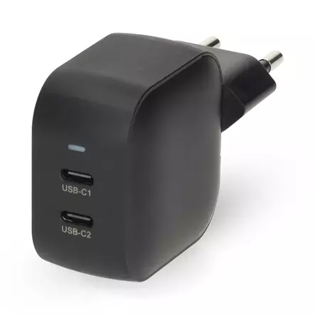 Seinälaturi | 35 W | GaN | PD3.0 | 1.75 / 2.33 / 2.92 / 3.0 A | Lähtöliitäntöjen määrä: 2 | 2x USB-C | Automaattinen Jännitteen Valinta | Musta - Verkkolaturit - 5412810470181 - 1