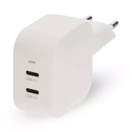 Seinälaturi | 45 W | GaN | PD3.0 | 2.25 A / 3.0 A | Lähtöliitäntöjen määrä: 2 | 2x USB-C | Automaattinen Jännitteen Valinta | Valkoinen - Verkkolaturit - 5412810470211 - 1