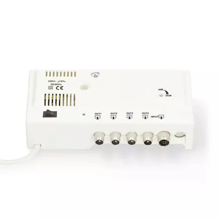 TV Vahvistin | Vahvistus: 20 dB | 47 - 862 MHz | Lähtöliitäntöjen määrä: 4 | Vahvistuksensäätö | Valkoinen - Yksittäiskappaleet - 0283080134401 - 1