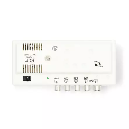 TV Vahvistin | Vahvistus: 20 dB | 47 - 862 MHz | Lähtöliitäntöjen määrä: 4 | Vahvistuksensäätö | Valkoinen - Yksittäiskappaleet - 0283080134401 - 2