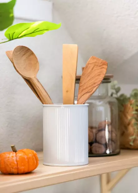 Valkoinen Galvanoitu Aterinteline 10x10x13 cm - Tyylikäs ja Kestävä Keittiöjärjestäjä - Aterimet ja ottimet - 8684283609871 - 2