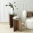 Walnut Värinen 2-osainen Pesäpöytäsetti - 100% Karkaistu Lasi, Melamiinipinnoitettu Runkolevy, Korkeus 45/50 cm - Pöydät - 8683342979191 - 2