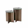 Walnut Värinen 2-osainen Pesäpöytäsetti - 100% Karkaistu Lasi, Melamiinipinnoitettu Runkolevy, Korkeus 45/50 cm - Pöydät - 8683342979191 - 8