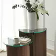 Walnut Värinen 2-osainen Pesäpöytäsetti - 100% Karkaistu Lasi, Melamiinipinnoitettu Runkolevy, Korkeus 45/50 cm - Pöydät - 8683342979191 - 5