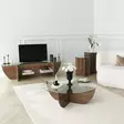 Walnut Värinen 2-osainen Pesäpöytäsetti - 100% Karkaistu Lasi, Melamiinipinnoitettu Runkolevy, Korkeus 45/50 cm - Pöydät - 8683342979191 - 7