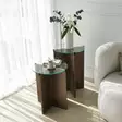 Walnut Värinen 2-osainen Pesäpöytäsetti - 100% Karkaistu Lasi, Melamiinipinnoitettu Runkolevy, Korkeus 45/50 cm - Pöydät - 8683342979191 - 3