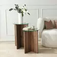 Walnut Värinen 2-osainen Pesäpöytäsetti - 100% Karkaistu Lasi, Melamiinipinnoitettu Runkolevy, Korkeus 45/50 cm - Pöydät - 8683342979191 - 1