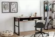 Monikäyttöinen Opiskelupöytä - 120x75x60 cm - Pähkinä - Metalli - Säilytystila - 100% Melamiinipinnoitettu Lastulevy - Työpöydät - 8681875587821 - 1