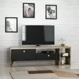 TV-taso, Musta Tammi, 150x47x35 cm, 100% Melamiinipinnoitettu, Skandinaavinen Muotoilu, Useita Hyllyjä, Seinään Kiinnitettävä - TV-tasot - 8682870115101 - 3