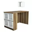 Moderni Opiskelupöytä - 120x75x65 cm - Pähkinä Valkoinen - 100% Melamiinipinnoitettu - Useita Hyllyjä - Kiinnitettävä Seinä - Työpöydät - 8681875184181 - 4