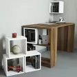 Moderni Opiskelupöytä - 120x75x65 cm - Pähkinä Valkoinen - 100% Melamiinipinnoitettu - Useita Hyllyjä - Kiinnitettävä Seinä - Työpöydät - 8681875184181 - 2