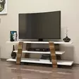 Moderni TV-taso, Pähkinä Valkoinen, 120x42x33,6 cm, 100% Melamiinipinnoitettu, Useita Hyllyjä, Seinään Kiinnitettävä - TV-tasot - 8681875184631 - 1