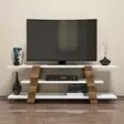 Moderni TV-taso, Pähkinä Valkoinen, 120x42x33,6 cm, 100% Melamiinipinnoitettu, Useita Hyllyjä, Seinään Kiinnitettävä - TV-tasot - 8681875184631 - 2