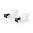 IEC (Coax) Liitin | Suora | Naaras | Niklattu | 75 Ohm | Ruuvi | Kaapelin läpitulomitta: 7.0 mm | Metalli / PVC | Valkoinen | 2 kpl | Kirjekuori - Nedis tuotteet - 5412810283521 - 1