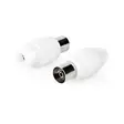 IEC (Coax) Liitin | Suora | Naaras | Niklattu | 75 Ohm | Ruuvi | Kaapelin läpitulomitta: 7.0 mm | Metalli / PVC | Valkoinen | 2 kpl | Kirjekuori - Nedis tuotteet - 5412810283521 - 41