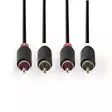 Stereoäänikaapeli | 2x RCA uros | 2x RCA uros | Kullattu | 2.00 m | Pyöreä | Antrasiitti | Laatikko - Audiokaapelit - 5412810265091 - 10