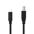 USB kaapeli | USB 2.0 | USB-C Uros | USB-B Uros | 480 Mbps | Niklattu | 2.00 m | Pyöreä | PVC | Musta | Laatikko - Tietokone ja verkko - 5412810336111 - 1