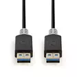 USB kaapeli | USB 3.2 Gen 1 | USB-A Uros | USB-A Uros | 5 Gbps | Kullattu | 2.00 m | Pyöreä | PVC | Antrasiitti | Laatikko - Tietokone ja verkko - 5412810263561 - 10