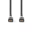 USB kaapeli | USB 3.2 Gen 2x2 | USB-C Uros | USB-C Uros | 100 W | 4K@60Hz | 20 Gbps | Kullattu | 2.00 m | Pyöreä | PVC | Antrasiitti | Laatikko - Tietokone ja verkko - 5412810332991 - 10