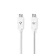USB kaapeli | USB 2.0 | USB-C Uros | USB-C Uros | 60 W | 480 Mbps | Niklattu | 1.00 m | Pyöreä | PVC | Valkoinen | Laatikko - Tietokone ja verkko - 5412810481361 - 1
