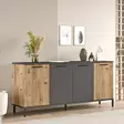 Atlantic Pine Anthracite Konsoli - 100% Melamiinipinnoitettu Lastulevy, 160x71,8x40 cm, 2 Pakettia, Tyylikäs Säilytysratkaisu - - 19-19-8683743770601 - 3