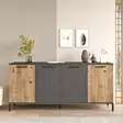 Atlantic Pine Anthracite Konsoli - 100% Melamiinipinnoitettu Lastulevy, 160x71,8x40 cm, 2 Pakettia, Tyylikäs Säilytysratkaisu - - 19-19-8683743770601 - 2
