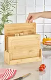Bambuinen Leikkuulautasetti - 100% Bambu, 4 Kpl 29x24 cm, Teline 30x25 cm, Keittiövälineet, Ei Astianpesukoneeseen - Keittiötyövälineet - 8684283796151 - 3