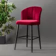 Claret Red Black Bar Stool Set - 2 Pieces, 100% Melamine Coated, 18 mm, Polyester Fabric, Metal Legs, 52x97x42 cm - Keittiö- ja ruokailuhuonekalut - 8683742880141 - 2