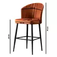 Claret Red Black Bar Stool Set - 2 Pieces, 100% Melamine Coated, 18 mm, Polyester Fabric, Metal Legs, 52x97x42 cm - Keittiö- ja ruokailuhuonekalut - 8683742880141 - 1