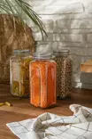 Hopea Keittiötarvike Lasipurkkisetti (3 kpl) - 980 ml, Konepesun Kestävä, Ilmatiiviit Kannet, Tyylikäs Säilytysratkaisu - Päivittäiskeittiötarvikkeet - 8684283450251 - 2