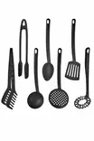 Keittiövälineet 7-osainen Setti, Musta, 100% Muovi, 30 cm, Kauha, Lusikka, Haarukka, Siivilä, Lasta - Aterimet ja ottimet - 8684283765591 - 1